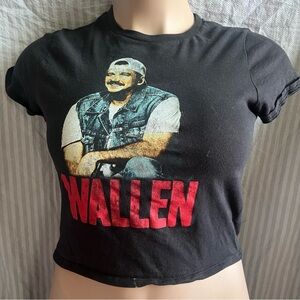 Black Graphic T-Shirt with Red Lettering